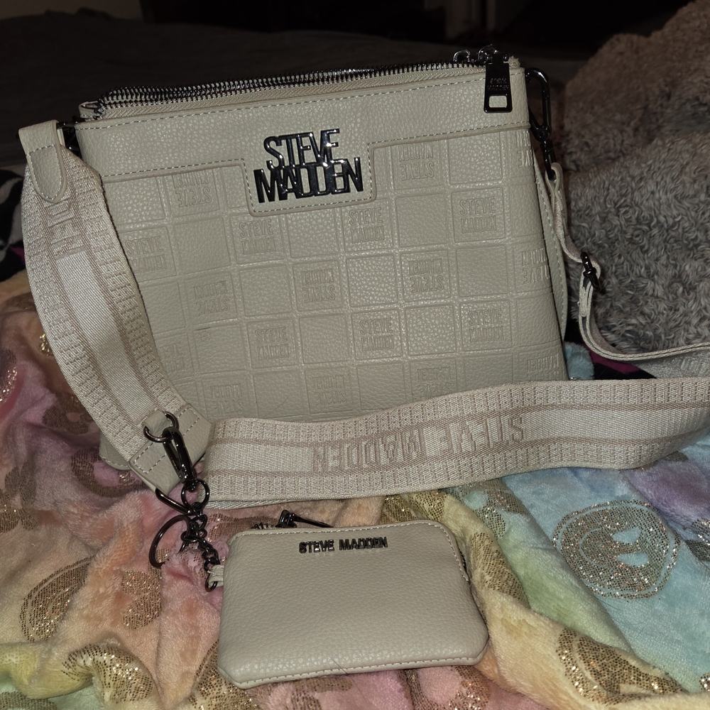 Steve Madden Beige Crossbody Bag with Pouch